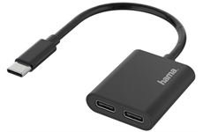 Hama Audio-Adapter 2in1 USB-C-St. - 2x USB-C-Buchse (schwarz)