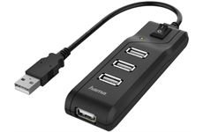 Hama USB-A-Hub 4 Ports mit Schalter (schwarz)